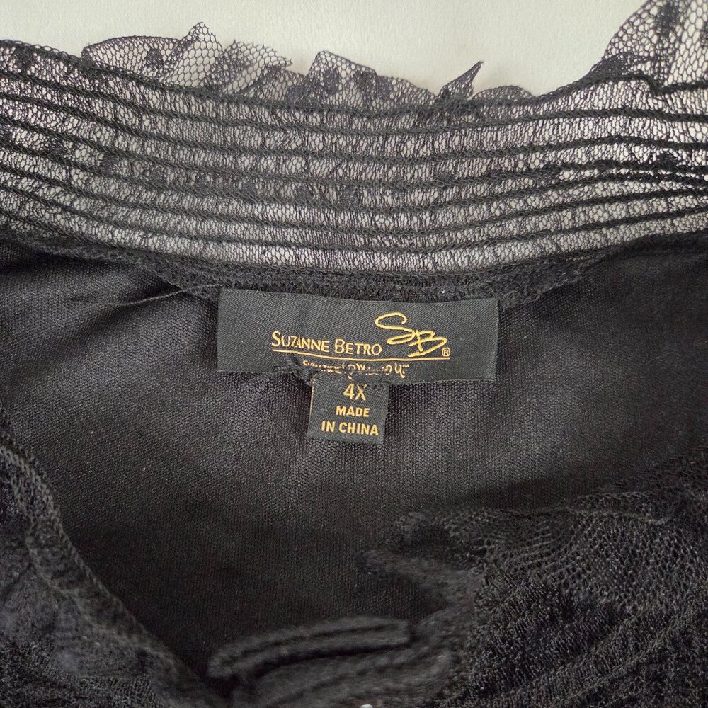 Suzanne Betro Black Lace Short Sleeve Top - Picture 7 of 8